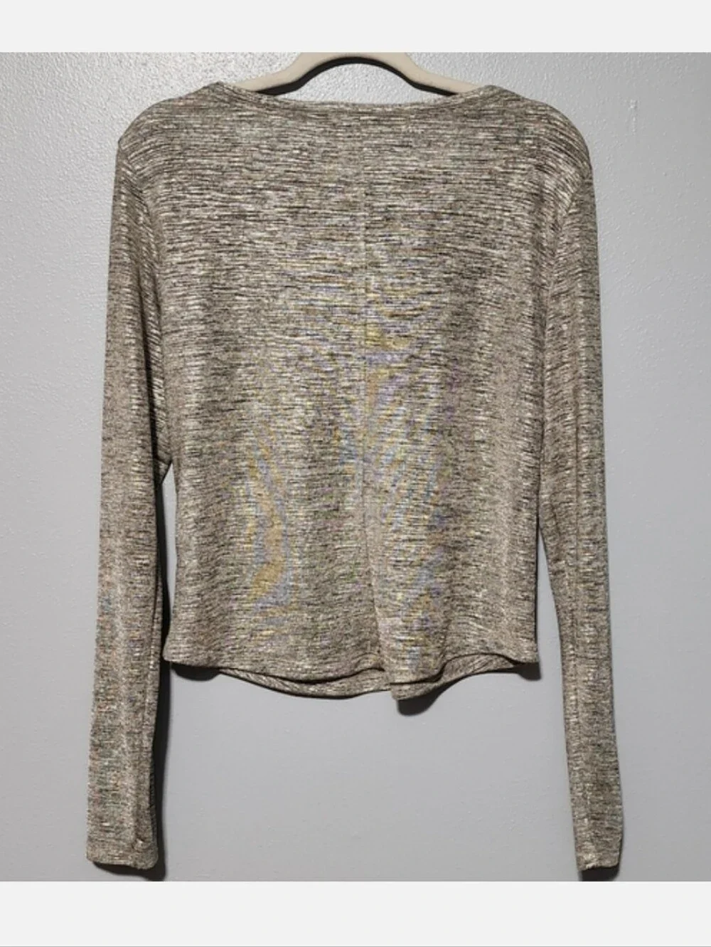 ANTHROPOLOGIE PILCRO Andie Shine Henley Top Womens Large Metallic Y2K